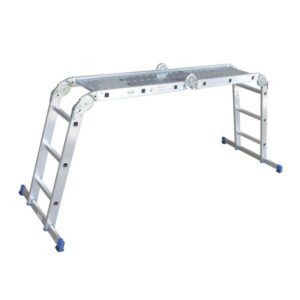 Scara multifunctionala cu 5 pozitii, aluminiu, 4x3 trepte, Platforma de lucru, pliabila, 14 trepte