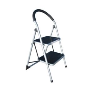 Scara Pliabila Metal, 2 Trepte Late, Max. 150 Kg, Alb-Negru