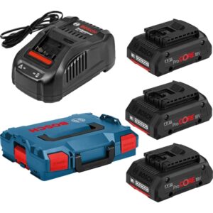 Set 3 acumulatori Li-Ion Bosch Professional ProCORE 0615990L1R, 18 V, 4.0 Ah + incarcator GAL 1880 + valiza L-BOXX 102