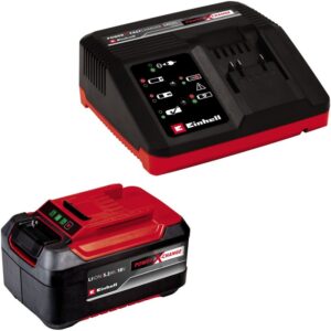 Set Acumulator + Incarcator, Einhell, 5.2 Ah + 4 Ah, Rosu/Negru
