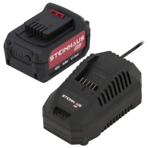 Set acumulator si incarcator rapid Steinhaus ONE 18V, PRO-ONE-BAT4CH, acumulator 18V Li-Ion cu capacitate 4Ah, incarcator rapid 4.5A