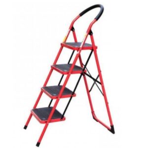 Set Scara Pliabila Metal, 4 Trepte Late, Max. 150 Kg, Rosu-Negru si Boxa Centenar BT-85